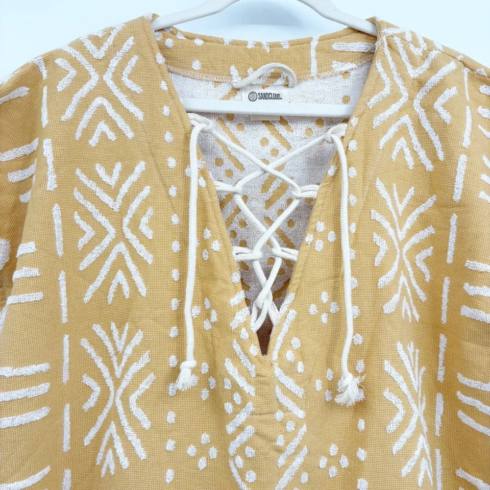 SandCloud Womens Adobe Mudcloth Sunflower Organic Cotton Swim Beach Cover Up OS